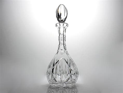 Etched Crystal Decanter Heavy Leaded Glass Original Stopper Leaded Crystal Flower Pattern