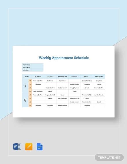 24 Appointment Schedule Templates Doc Pdf