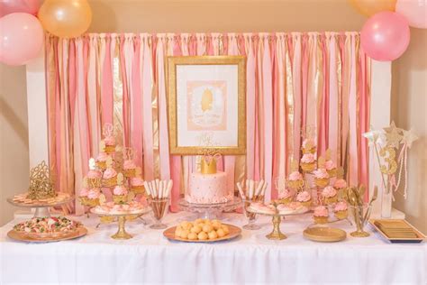 Pink Gold Princess Themed Birthday Party Via Karas Party Ideas