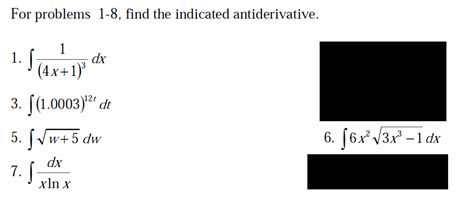 Solved: For Problems 1-8, Find The Indicated Antiderivativ... | Chegg.com