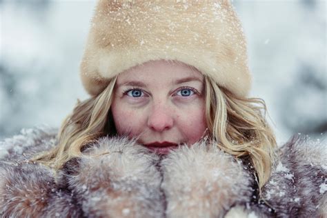 Free Images Snow Winter Girl Fur Portrait Spring Weather Season Close Up Textile