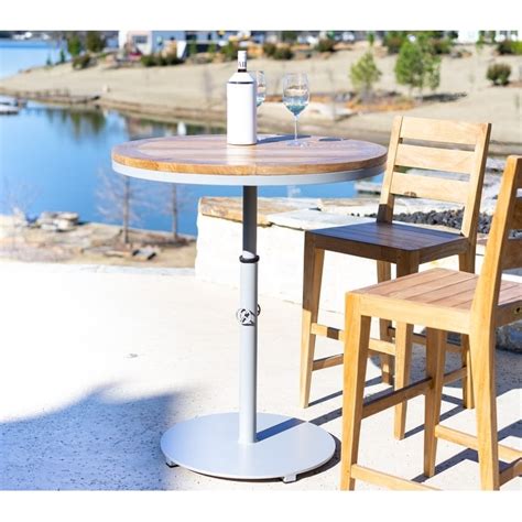 Palmilla Grey Teak Outdoor High Bar Table Overstock 31418330