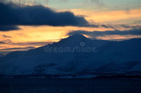Colorful Dawn Sky Over Snowy Mountain Stock Photo Image Of Fresh