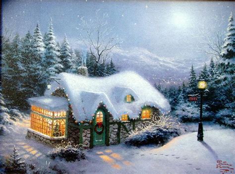 Silent Night Christmas Cottage Iii By Thomas Kinkade