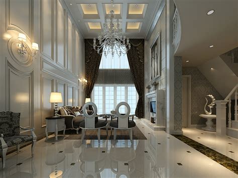 Cherry accent table marble top 28 inch. Huge Luxurious Living Room Decorated With ... 3D Model ...