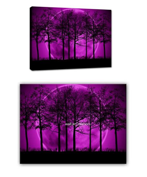 Details About Purple Canvas Picture Print Moon Trees