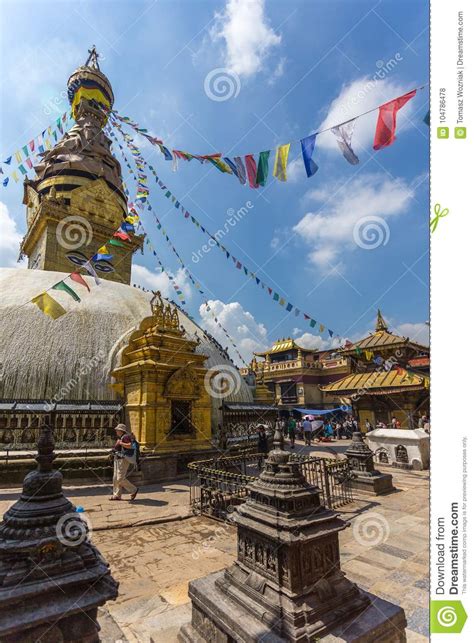 Grande Stupa Nello Stupa Di Swayambhunath Kathmandu Fotografia Stock
