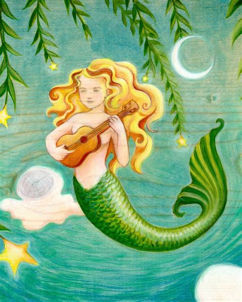 Mermaid Playing Ukulele Art Print Etsy