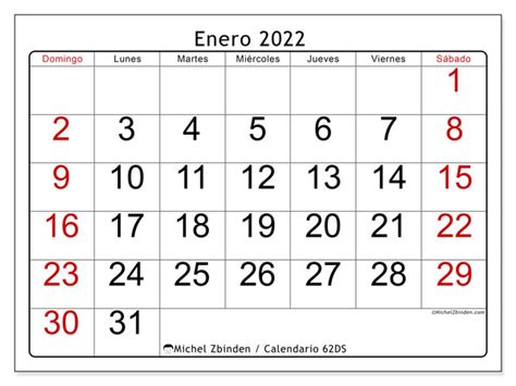 Calendario Enero De 2022 Para Imprimir “62ds” Michel Zbinden Es