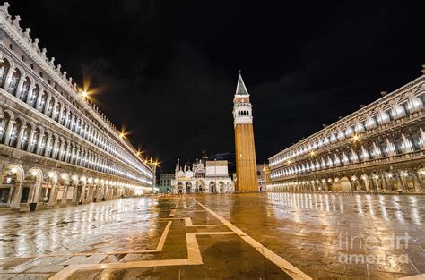 San Marco Square At Night Venice Italy By David Herraez
