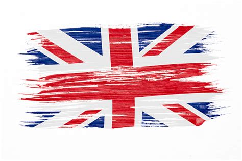 Art Brush Watercolor Painting Of Uk Flag Blown In The Wind Isolated On