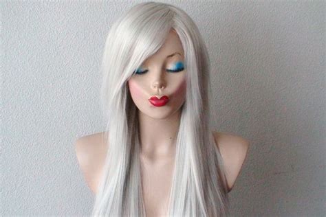 Silver Wig Bright Silver Color Long Straight Hair By Kekeshop Silver Wigs Ombre Wigs Wigs