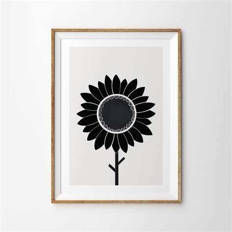 Monochrome Minimalist Sunflower In 2021 Sunflower Illustration