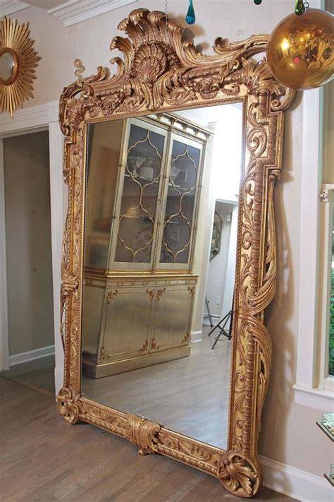 Antique brass leaning full length sana floor mirror. Extra Large Full Length Gold Rococo Dress Mirror at 1stDibs