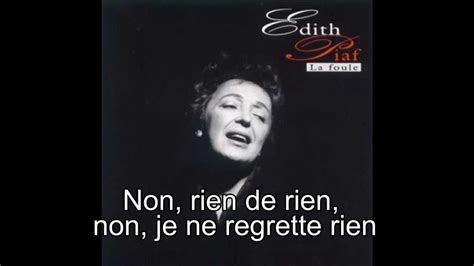 Edith Piaf Non Je Ne Regrette Rien 1961 Lyrics Youtube