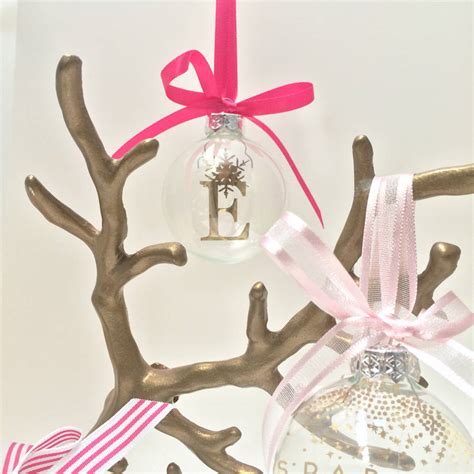 Alphabet Letter And Snowflake Personalised Glass Bauble By Libby
