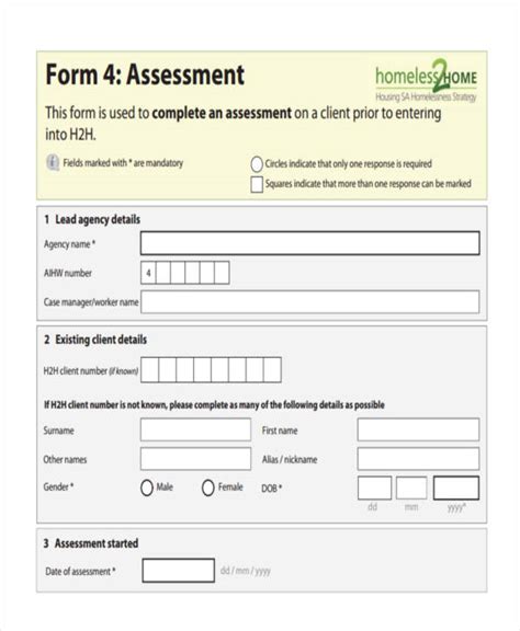 assessment form templates  premium templates