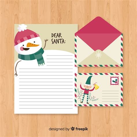 Diseño Flat De Sobre Y Carta De Navidad Vector Gratis