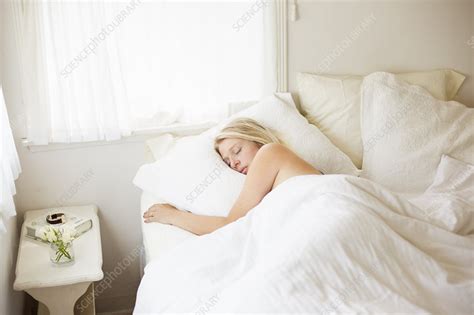 Blonde Woman Sleeping In A Bed Stock Image F Science Photo Library