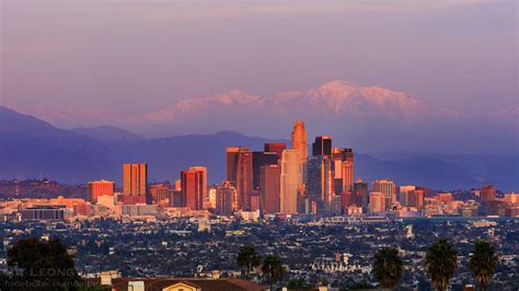 Los Angeles Downtown And Snow Mt Baldy Sunset 阿奇 Flickr