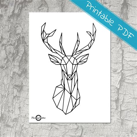 Deer Animal Geometric Art Geometric Deer String Art