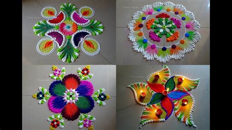 4 Small Quick And Easy Rangoli Designs For Diwali Rangoli By Poonam Borkar Youtube