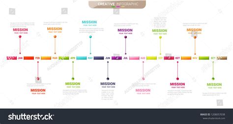 Year Planner 12 Months 1 Year Timeline Infographics Design Vector