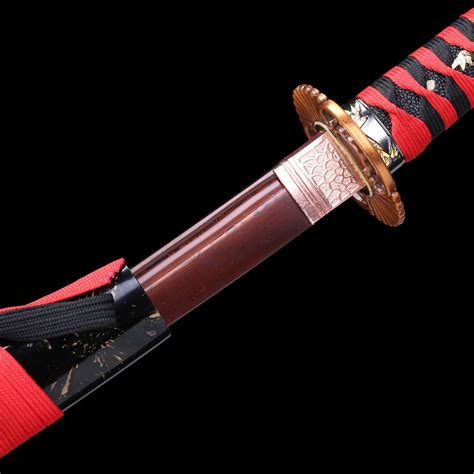 Handmade Full Tang Damascus Steel Red Blade Katana Japanese Samurai
