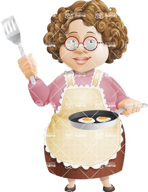 Grandma Vector Cartoon Character 112 Illustrations Set Cooking