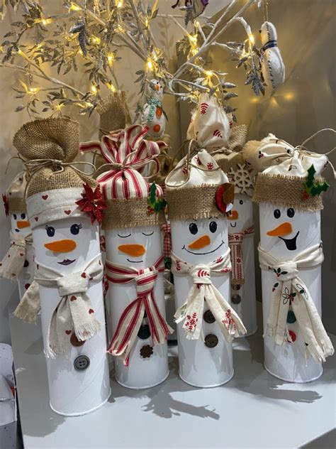 Pringles Tube Snowmen Paper Towel Roll Crafts Diy Dollar Tree Decor
