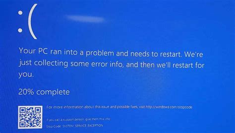 System Service Exception Windows Blue Screen Or Stop Error On Select