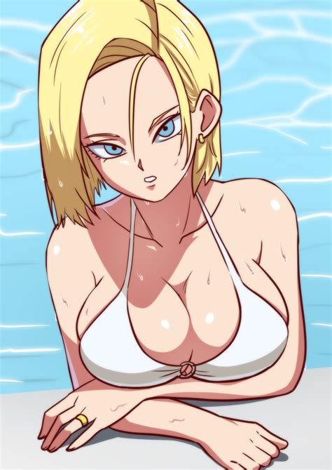 android 18 dragon ball absurdres highres 1girl bikini blonde hair breasts large breasts