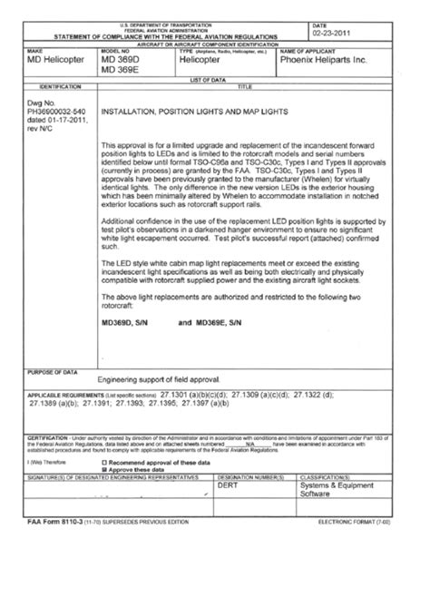 Form Faa Form 8110 3 Statement Of Compliance With The Federal