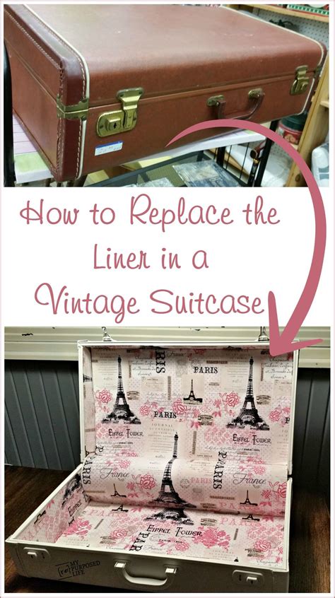 Vintage Suitcase With Parisian Fabric Suitcase Decor Vintage