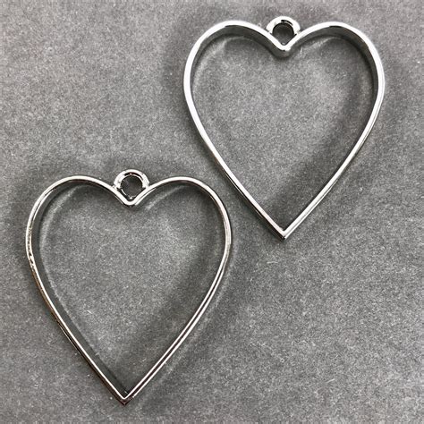 Heart Shape Open Back Bezel Pendants 34mm 2 Pack Easy Crafts In