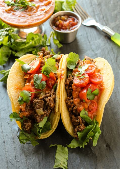 Ground Beef Tacos With Loaded Refried Bean Sauce Layers