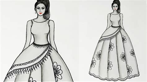 How To Draw A Dress Design Dresses Drawing Step By Step Shaem Art