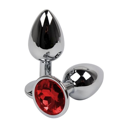 Stainless Steel Anal Plug Prostate Massage With 6 Colors Diamond Metal