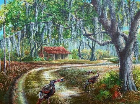Florida Osceola Turkeys Evening Shadows By Daniel Butler Landscape