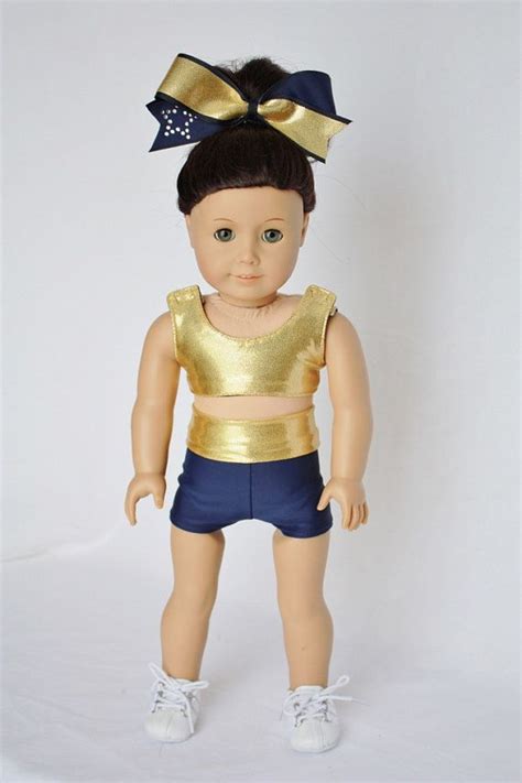 american girl 18 doll clothes and accessories cheer sports bra shorts and cheer bow gold