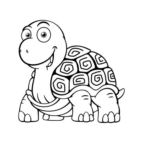 Cute Tortoise Cartoon Character Outline 6941949 Vector Art At Vecteezy