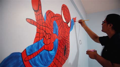 Spiderman Wall Painting Kids Room Decorating Idea Aapkapainter Youtube