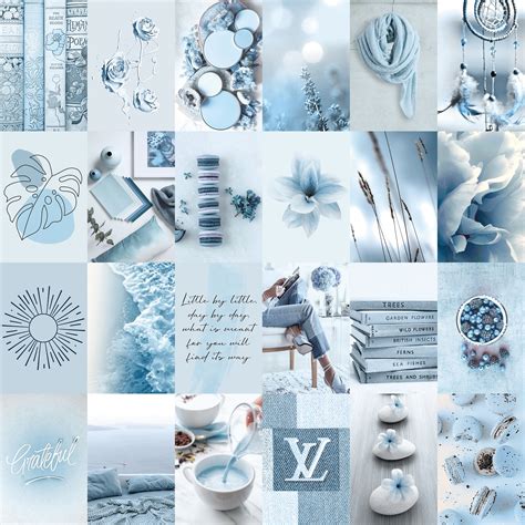 100pcs Blue Photo Wall Collage Kit Aesthetic 2 Ocean Blue Etsy
