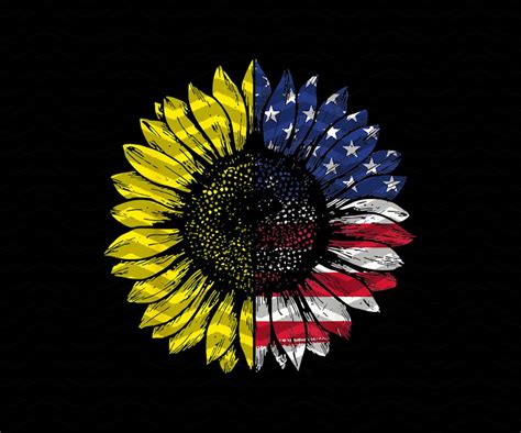 Sunflower American Flag Patriotic 4th Of July Png File Etsy