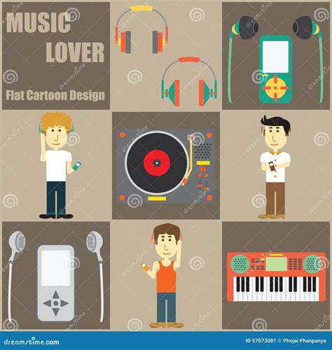 Music Lover People Flat Cartoon Stock Vector Illustration Of Concept