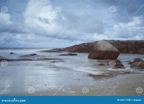 Seascape With Long Exposure With Blue Sky Stock Photo Image Of