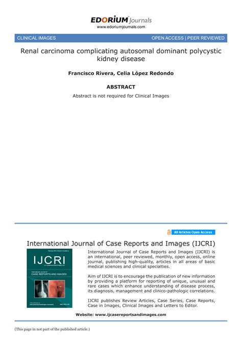 Pdf International Journal Of Case Reports And Images Ijcri Renal