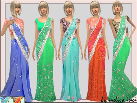 Embroidered Silk Saree By Melisainci At Tsr Sims 4 Updates