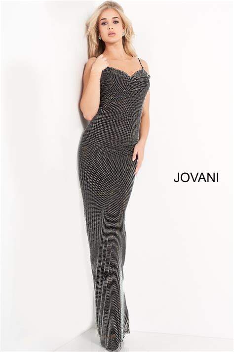 Jovani 03252 Black Backless Spaghetti Strap Prom Dress