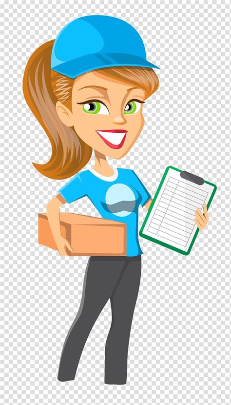 Vector Illustration Of Cartoon Delivery Courier Holding Cardboard